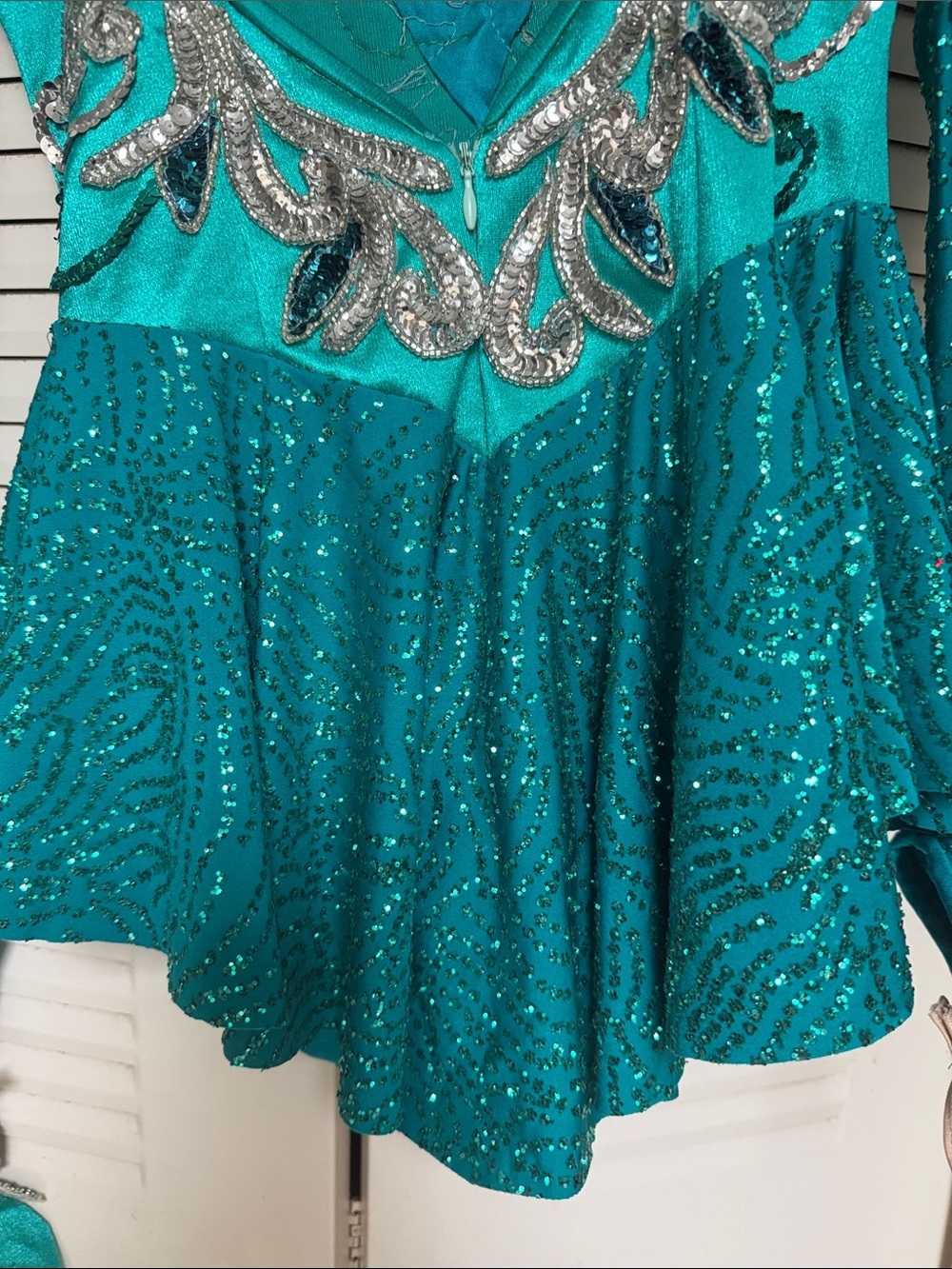 Show Off Teal Performance Dress with Silver Sequin Embellishment - Picture 6 of 7